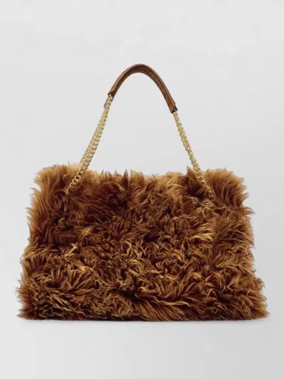 Orciani Venus Chain Strap Shoulder Bag Top Handle In Brown