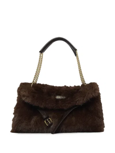Orciani Venus Faux-fur Tote Bag In Brown