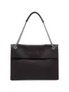 Orciani Hammered Leather Shoulder Bag With Removable Chain Strap In Brown