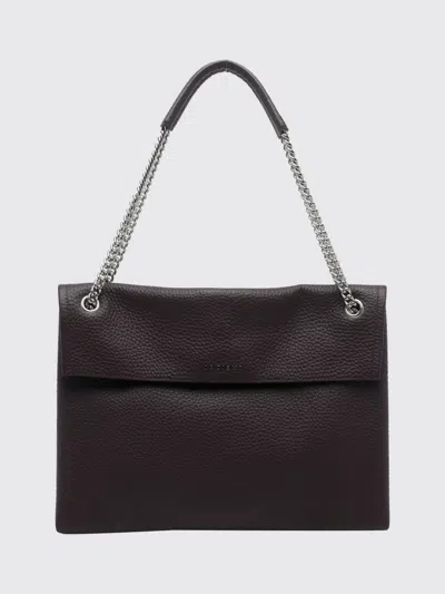 Orciani Venus Medium Shoulder Bag In Hammered Leather With Chain-mail Handle In Black