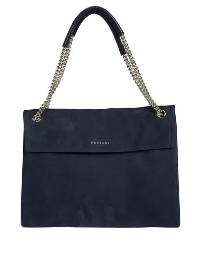 Orciani Venus Mini Crossbody Midi Shoulder Bag In Nappa Suede In Blue