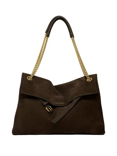 Orciani Venus Nabucco Midi Nubuck Leather Shoulder Bag In Brown