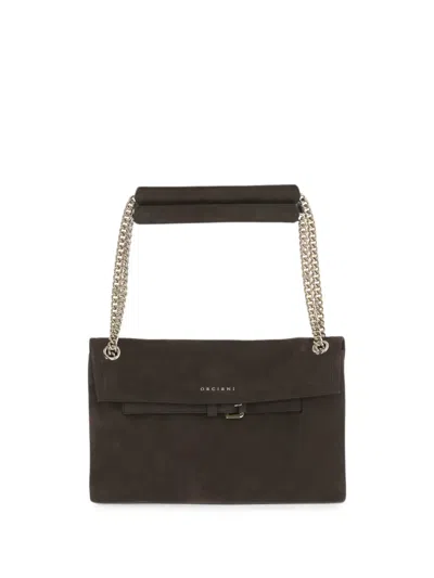 Orciani Venus Nabucco Suede Shoulder Bag In Black