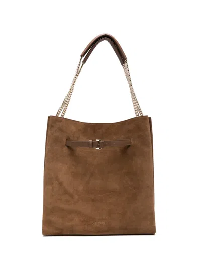 Orciani Venus Peach Buckle Shoulder Bag In Brown