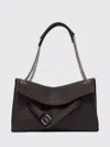 Orciani Venus Rectangular Hammered Leather Shoulder Bag With Sliding Handle In Brown