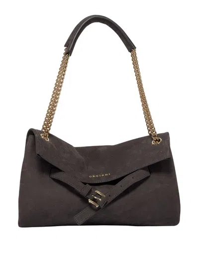 Orciani Venus S Nabucco Nubuck Leather Bag In Black