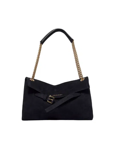 Orciani Venus S Nabucco Nubuck Leather Bag In Black