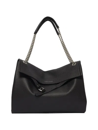 Orciani Venus Soft Midi Leather Chain-link Tote Bag In Gray