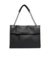 Orciani Hammered Leather Shoulder Bag With Removable Chain Strap In Black