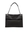Orciani Hammered Leather Shoulder Bag With Removable Chain Strap In Black