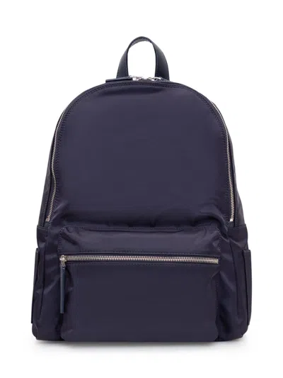 Orciani Versatile Mini Backpack With Front Zip Pocket In Blue