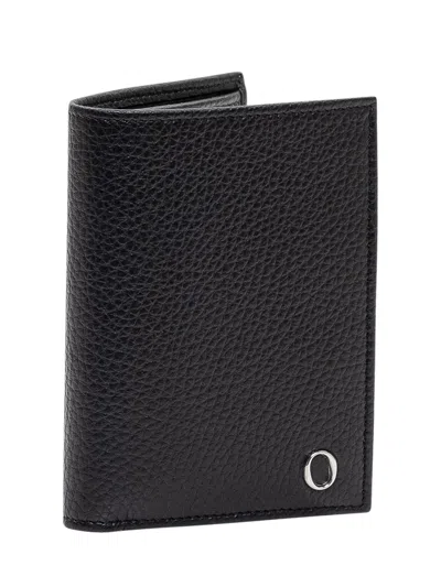 Orciani Vertical Mini Wallet With Metallic Logo In Nero