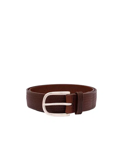 Orciani Wave Leather Belt In Brown