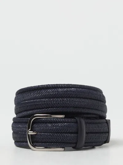 Orciani Waxed And Braided Stretch Cotton Belt In Black