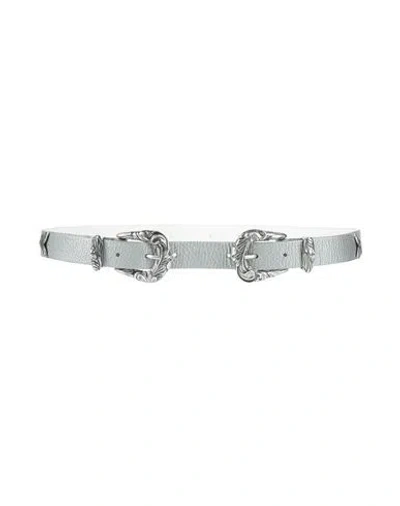 Orciani Woman Belt Silver Size 34 Leather