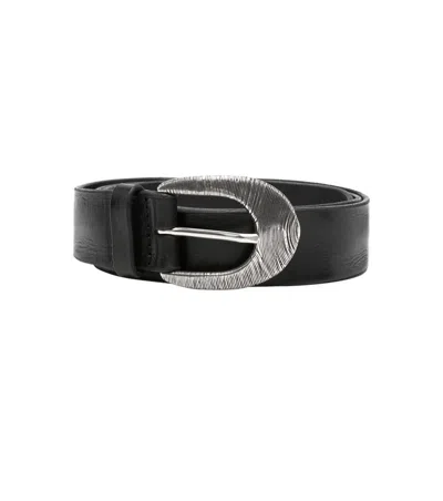 Orciani Black Logo Buckle Belt