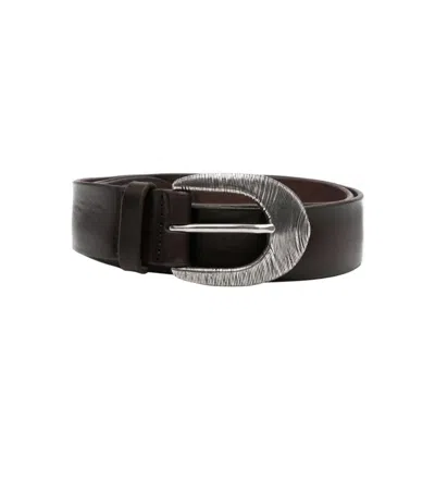 Orciani Dark Brown Logo Buckle Belt
