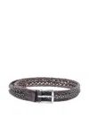Orciani Braided Leather Belt Brown In Gray