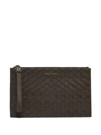 Orciani Woven Clutch Bag In Brown