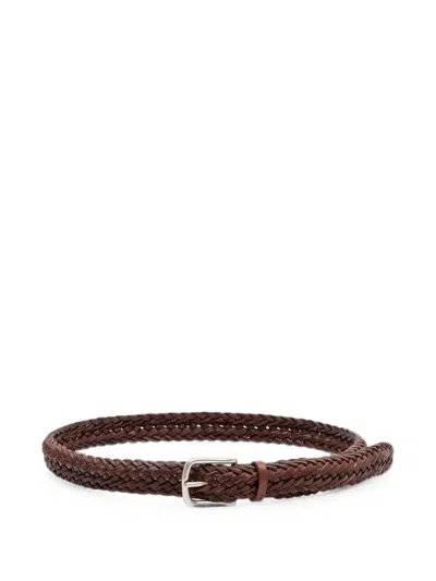 Orciani Woven Leather Belt In Brown
