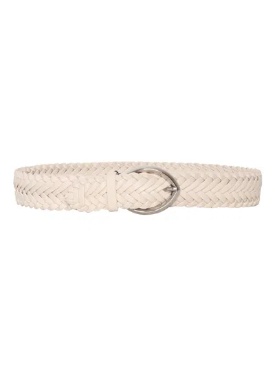 Orciani Woven Leather Belt In White