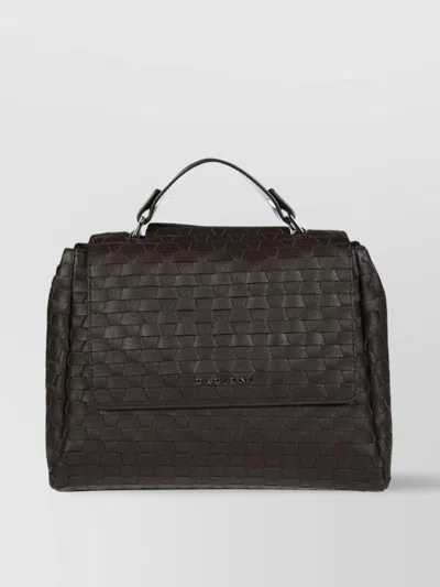 Orciani Woven Top Handle Shoulder Bag Metal Hardware