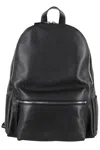 Orciani Rounded Black Pelle Backpack With Adjustable Straps In Black