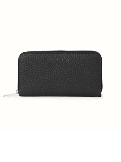 Orciani Continental Wallet With Zip In Black
