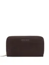 Orciani Zip Hammered Leather Wallet In Brown