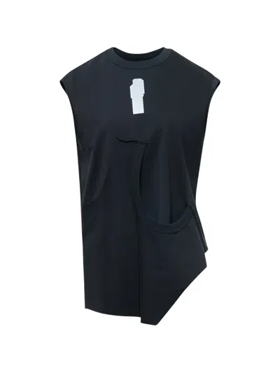 Ordinary Couture Code Asymmetric Sleeveless Top In Black
