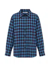 Ordinary Couture Code Check-pattern Pleated Shirt In Blue