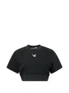Ordinary Couture Code Embroidered Crop Top In Black
