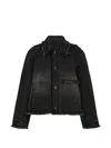 Ordinary Couture Code Graphic-print Frayed Denim Jacket In Schwarz