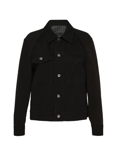 Ordinary Couture Code Panelled Denim Jacket In Black