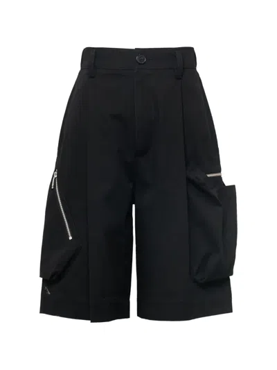 Ordinary Couture Code Zip Pocket Bermuda Shorts In Black