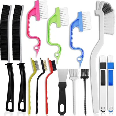 Ordinary Eye 14 Pcs Crevice Cleaning Brush Set - Hard Bristle Cleaning Tools For Grout, Tile Floors, Gaps & Narro In Multi