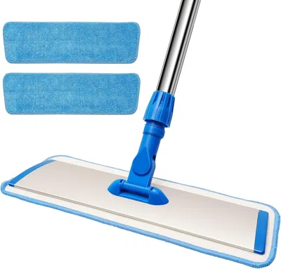 Ordinary Eye 18" Professional Microfiber Mop Floor Cleaning, Flat Mop With Stainless Steel Handle,360-spin Head W In Blue