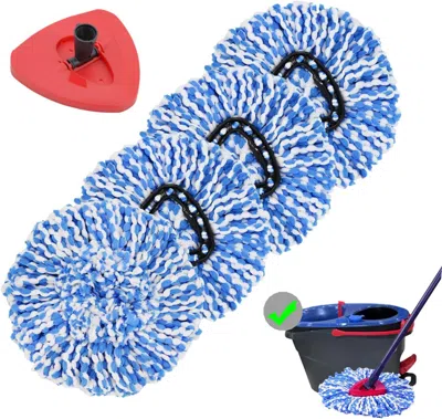 Ordinary Eye 4 Pack Spin Mop Replacement Heads Microfiber Mop Refills Compatible With 2 Tank System Replace Head  In Blue