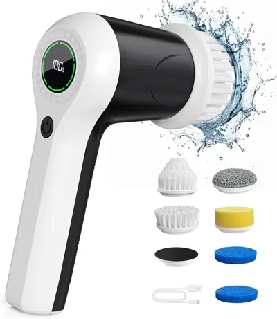 Ordinary Eye Electric Spin Scrubber, Cordless Shower Scrubber With Battery Level Display, 2 Speeds Electric Scrub In White