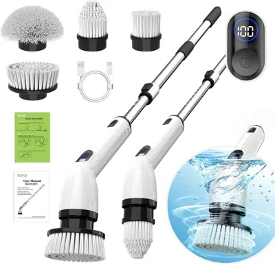 Ordinary Eye Electric Spin Scrubber, Full-body Ipx7 Waterproof Bathroom Scrubber With Power Lcd Display, Adjustab In White