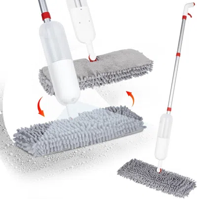Ordinary Eye Mop For Floor Cleaning - 2-in-1 Double-sided Microfiber Spray Mop With Flip Design, 3 Reusable Pads, In White
