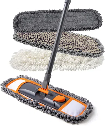 Ordinary Eye Mops For Floor Cleaning With 3 Different Washable Pads And Extendable 55' Long Handle, Multifunction In Gray