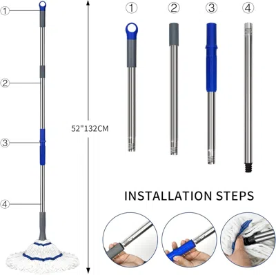 Ordinary Eye Self-wringing Twist Mop Cotton Rotating Dry & Wet Mops With Long Handled For Floor Cleaning Kitchen  In Multi