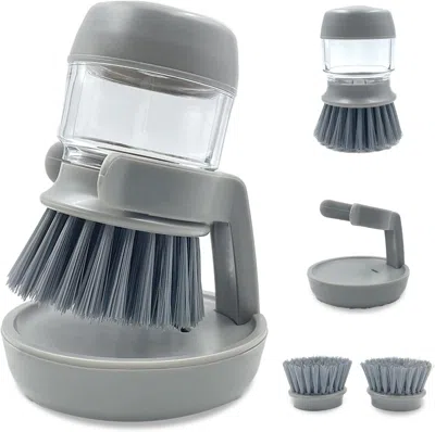 Ordinary Eye Soap Dispenser With Dish Brush And Storage Bracket, Easy To Clean Kitchen Utensils And Sink, Gray