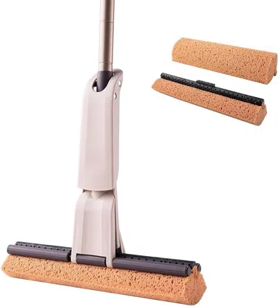 Ordinary Eye Sponge Mop With 1 Extra Reusable Absorbent Sponge Refills, Easy Squeeze, Self Wringing Mops For Kitc In Brown