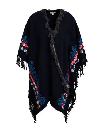 Ordi.to Ordi. To Woman Cape Midnight Blue Size S Wool, Polyamide