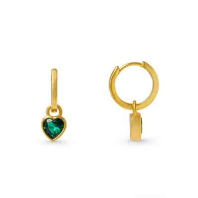 Orelia Emerald Heart Hoop Earrings In Gold