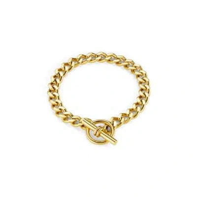 Orelia Luxe Flat Curb T-bar Bracelet In Gold