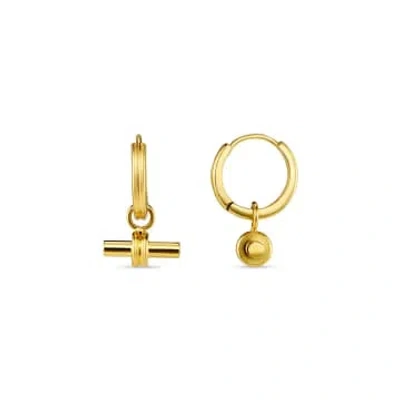 Orelia Luxe Linear T-bar Drop Hoop Earrings In Gold