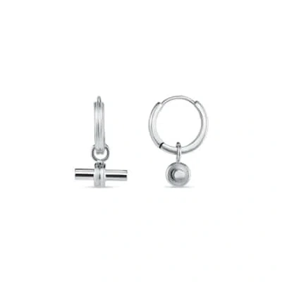 Orelia Luxe Linear T-bar Drop Hoop Earrings In Metallic